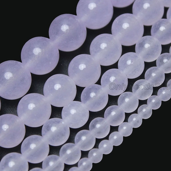 Light Purple Chalcedony Beads Full Strand, Smooth Round Gemstone Beads Loose Beads Supplies for DIY Jewelry Making, 4mm 6mm 8mm 10mm 12mm