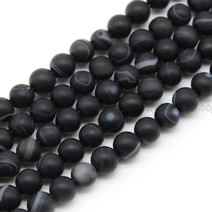 Matte Black Onyx,Round Agate Beads,Frosted Black Onyx,Matte Black Agate,Frosted Black Agate,Black DIY Jewelry-4mm/6mm/8mm/10mm/12mm-MS00115