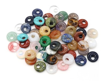 1 pezzo da 18 mm di qualità AAA, perline di pietre preziose naturali di colore misto, perline di pietre preziose semipreziose con foro grande da 6 mm, pendenti con pietre preziose - AQ001