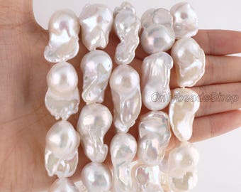 Collier de perles baroques d'eau douce, grosses perles blanches, fournitures pour la création de bijoux