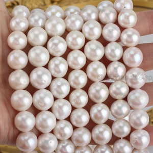 11-13MM Natural White Pearl Smooth Round Pearl Beads,High Quality Genuine Freshwater Pearls,Round Pearls Beads for Jewelry Making,Wholesale