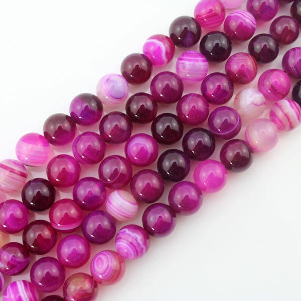 Loose Agate Beads Supply,Hot Pink Agate Gemstone Beads for Necklace Bracelet Earrings Making,Wholesale Agate Bead,Jewerly Making,DIY-STN0083