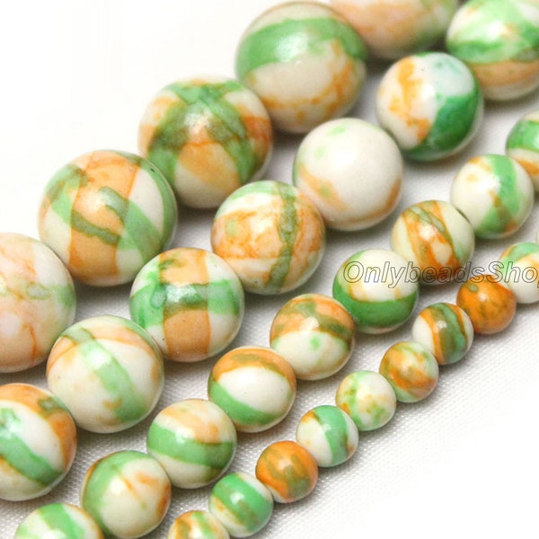 Unique Green Veined Gemstone, Yellow Veined Gemstone,Colorful Healing Loose Stone Strand, Wholesale Beads, DIY Beads4mm 6mm 8mm 10mm 12mm