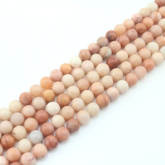 Natural Matte Peach Pink Aventurine Stone Dull Gemstone Genuine Loose Round  Frosted Semi Precious Beads 4/6/8/10/12mm
