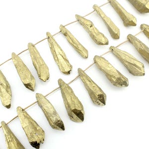 Perline di cristallo naturale grezzo, perline di cristallo a bastoncino dorato, perline di quarzo grezzo, perline di quarzo giallo sciolte per la creazione di gioielli, regalo di Natale