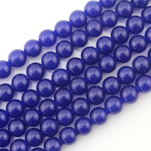 Deep Blue Jade Beads,Round Smooth Royal Blue Jade Beads,Wholesale Loose Jade Beads,DIY Jewelry-4mm,6mm,8mm,10mm,12mm-15.5inches-STN0026