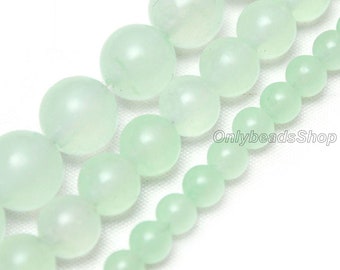 Contas de calcedônia verde fosca, contas de calcedônia por atacado, contas de calcedônia redondas frescas, suprimento de calcedônia mística, 4 mm 6 mm 8 mm 10 mm 12 mm-MS0087