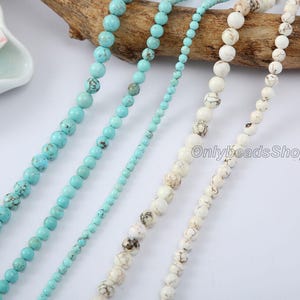 Natural Blue/White Turquoise Beads,Loose Round Turquoise Beads Supply,Wholesale Turquoise Beads,Healing Gemstone Beads,DIY Turquoise Jewelry