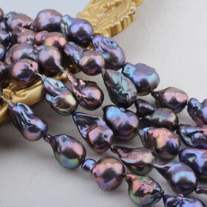 13-15x19-25mm Large Baroque Pearls,Peacock Black Pearls,Genuine Freshwater Pearls,Cultured Peacock Lustrous Pearls Strand Supplies-YHZ003-2