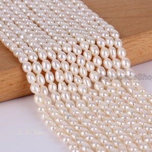 3.5-4mm Small Size Pearls, Genuine Freshwater Pearl Seed Beads,Tiny Loose Pearls Supply,Natural White Pearls,Wholesale Rice Pearls-XDZ004