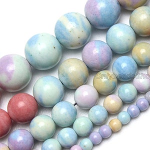Candy Color Alashan Rainbow Gemstone Beads,Colorful Smooth Round Beads,Mongolia Alxa Semi Precious Stone,DIY,4mm 6mm 8mm 10mm 12mm-STN00297