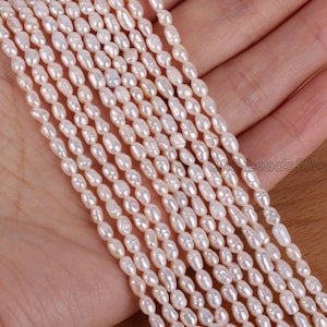 2.8-3.3mm AAA Freshwater White Pearl Strands, Oval Tiny Genuine Pearls, Seed Pearls Wholesale, Great Quality, Very High Luster, XDZ003