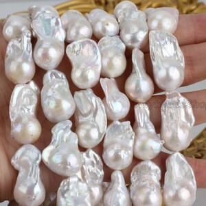 14-15X18-24MM Baroque Pearl Beads,Natural White Freshwater Pearl,Loose Pearls for Jewelry Making,Wholesale Pearl,Full Strand Pearl-YHZ002-19