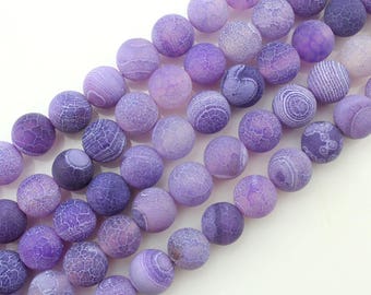 Natural Purple Frosted Agate Beads,Weathered Agate Beads,Loose Round Matte Agate,Agate Beads for DIY Jewelry,Wholesale- 4/6/8/10/12mm-MS0055