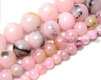 Calcédoine rose clair translucide, Calcédoine rose de haute qualité, Perles de calcédoine de guérison, Perles de calcédoine en gros, Bijoux à faire soi-même-6 mm 8 mm 10 mm