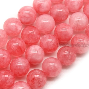 Loose Round Chalcedony Beads,Peach Pink Chalcedony Gemstone Beads for Jewelry Making, Pink Healing Stone,Bulk Wholesale Beads,6mm 8mm 10mm