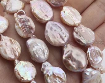 16x20mm Natural Pink Purple Loose Coin Pearls Strand Supply,Jewelry Making,DIY Gift-NK002-2