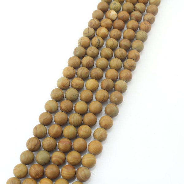 Genuine Natural Wood Lace Jasper Gemstone Beads,Loose Round Matte Beads for DIY Jewelry,Beading Necklace Making,-4mm 6mm 8mm 10mm 12mm-NC435