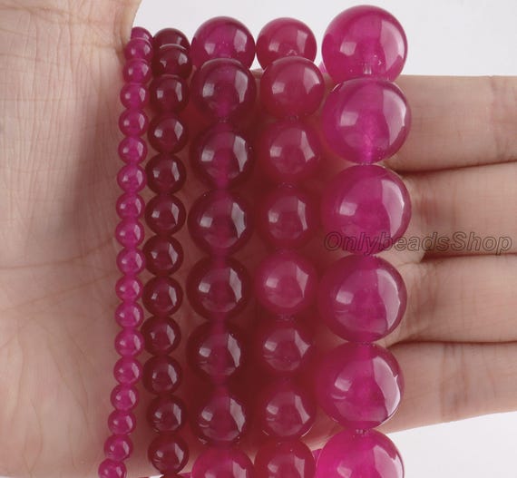 Rosenrote Chalcedonperlen, glatte runde Edelsteine, DIY-Schmuck – 4/6/8/10/12 mm – STN0019