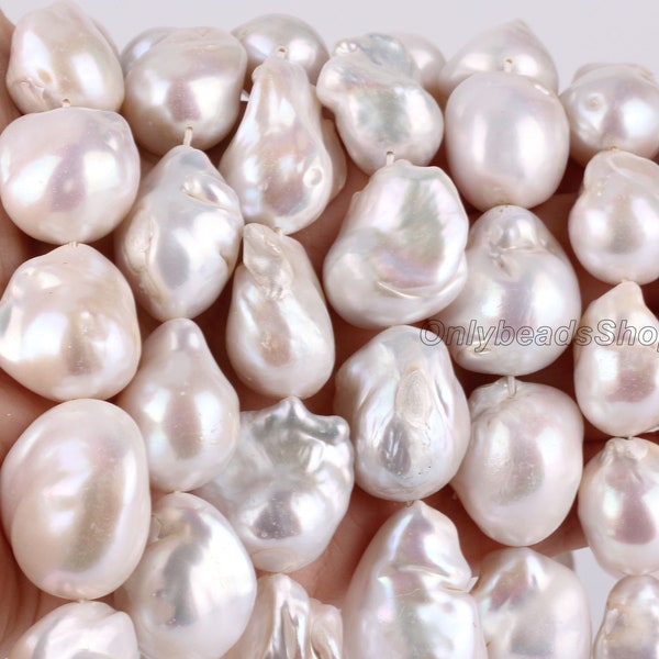 15-17X20-26MM Freshwater Cultured  Baroque Pearls,Natural White Pearl Supply, Pearl Necklace Making,Loose Pearl Supply, Wholesale-YHZ002-5