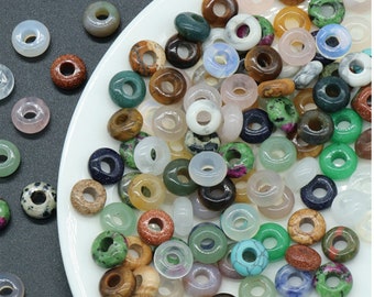 10PCS-5x10mm,Multicolor Rondelle Bead,4mm Large Hole Loose Gemstone Bead,Natural Gemstone Beads,Healing Gemstone,Charm Supply,DIY Accessory