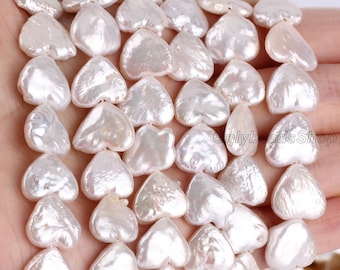 12x12mm Natural White Heart Shape Pearls,Freshwater Coin Pearls Supply,Pearl for DIY Jewelry-AL002