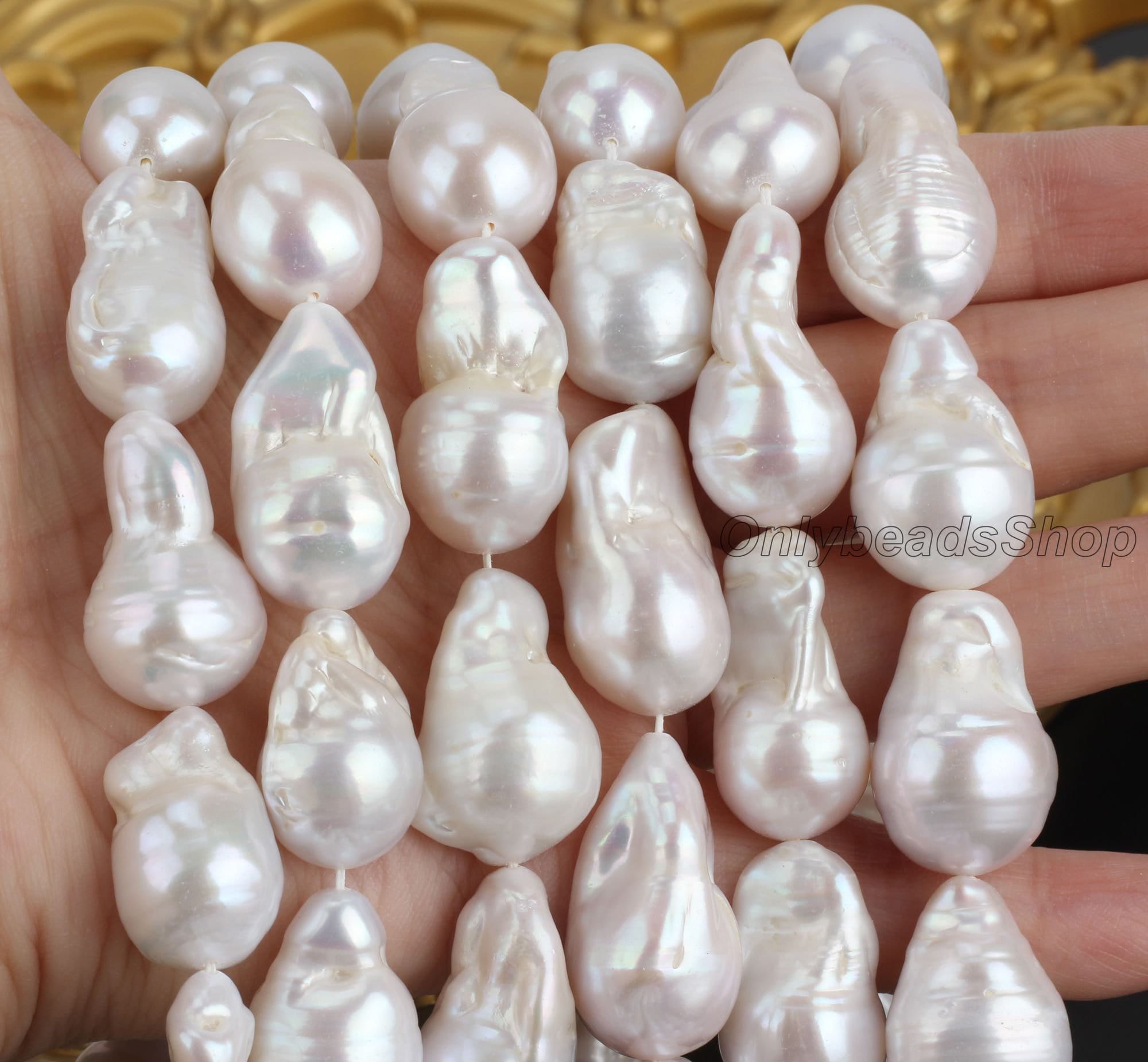 【新品】PROOF PEARL 15ポンド 12-15x18-25mm Real Natural Freshwater Nucleated Pearls,large White