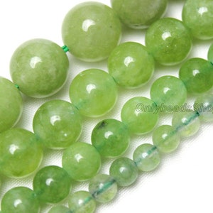 Olive Green Chalcedony Bead,Smooth Round Chalcedony Beads,Loose Green Beads Supply,Wholesale Round Chalcedony Bead,DIY Necklace-6mm 8mm 10mm image 1
