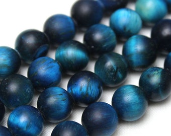 GradeA Sapphire Blue Tiger's Eye Gemstone,Matte Gemstone,Frosted Round Gemstone Beads,Gemstone Supply,DIY Beads 4mm 6mm 8mm 10mm 12mm-MS0028