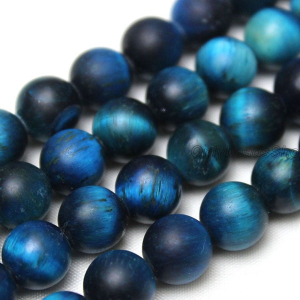GradeA Sapphire Blue Tiger's Eye Gemstone,Matte Gemstone,Frosted Round Gemstone Beads,Gemstone Supply,DIY Beads 4mm 6mm 8mm 10mm 12mm-MS0028
