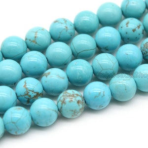 Genuine Natural Blue Turquoise Beads,Loose Round Semi Precious Gemstone Beads,Round Turquoise Beads,DIY Gift-4mm 6mm 8mm 10mm 12mm-STN0048