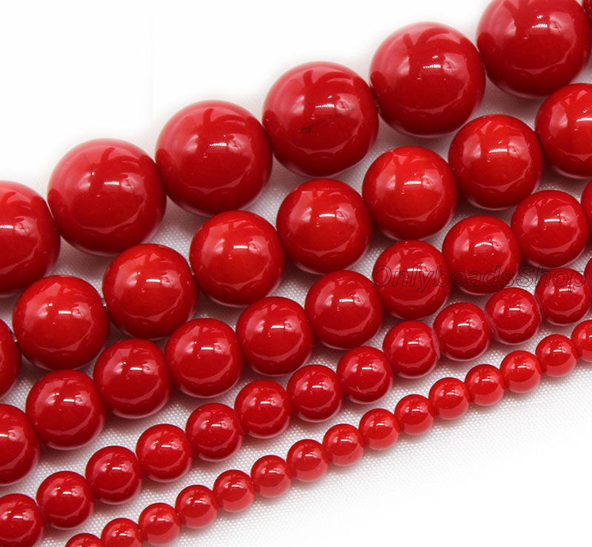 High Quality Red Synthetic Crystal Beads,smooth Round Beads,healing ...