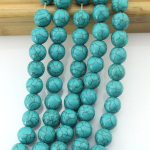 AAA Blue Turquoise Gemstone Beads,Natural Loose Smooth Round Beads,Semi Precious Beads for Jewelry Making,Wholesale-4mm 6mm 8mm 10mm 12mm