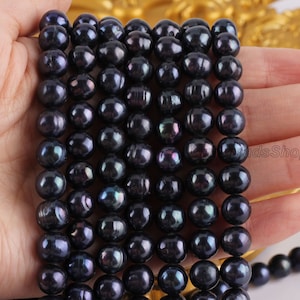 8-9mm Black Natural Freshwater Pearls,Loose Round Pearls Supplies,Jewelry Making,DIY Pearl Jewelry, Pearl for Necklace,Pearls Gift-BHY005-25