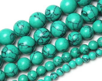 Round Green Turquoise Beads,Loose Turquoise Stone Beads,Wholesale Turquoise Gemstone Beads,Round Loose Beads,DIY Gift-4mm 6mm 8mm 10mm 12mm