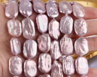 13x18mm Natural Purple Coin Pearl,Genuine Rectangle Freshwater Pearl,Full Strand Pearls,High Luster Pearl Strand,Wholesale,DIY Pearls-YX002
