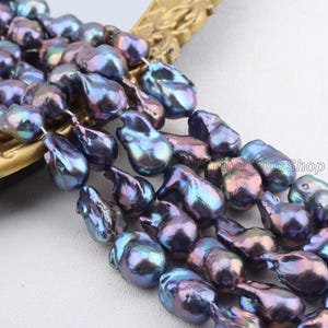 15-17x22-27mm Great Quality Lustrous Peacock Black Baroque Pearl,Genuine Natural Freshwater Cultured Pearl,Necklace Jewelry Making-YHZ003-3