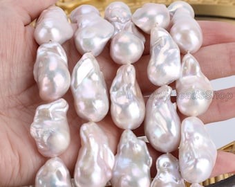 Large White Baroque Pearls Strand, White Baroque Freshwater Pearls for DIY Baroque Pearl Necklace/Earrings/Bracelet, Pearl Gift, YHZ002-11