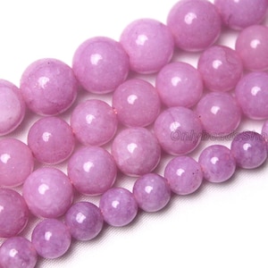 Purple Chalcedony Beads, Loose Round Stone Purple Color Chalcedony Gemstone Beads for DIY Jewelry Making, Full Strand 15.5&quot;, 6mm 8mm 10mm