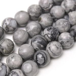 Cuentas de piedras preciosas con forma de mapa mate, cuentas de piedras preciosas redondas de color gris esmerilado, cuentas de piedras preciosas de alta calidad, suministro de piedras preciosas, cuentas de bricolaje, 4 mm, 6 mm, 8 mm, 10 mm, 12 mm, MS0083