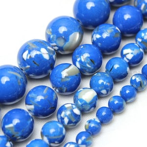 Blue Shell Turquoise Beads,Synthetic Turquoise and Sea Shell Beads,Semi-Precious Blue Beads,Gemstone Wholesale Loose Beads,DIY-4/6/8/10/12mm