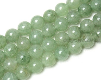 Perles d'aventurine vert clair de 8 mm de qualité AAA véritable pierre précieuse naturelle, perles rondes lisses en vrac pour la création de bijoux et les loisirs créatifs