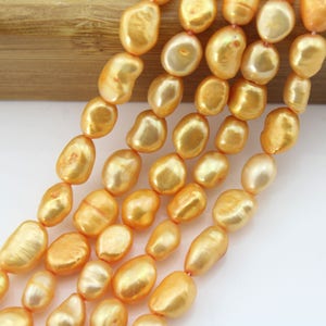 8-9MM Pearl Beads,Baroque FreshWater Pearl Beads Yellow Pearl Beads Pearl Beads Yellow beads One Full Strand 15&quot;NS-055