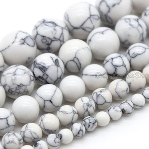 Synthetic White Turquoise Beads,Smooth Howlite Gemstone Beads,Semi Precious Gemstone Beads Supply,DIY Gifts-4mm 6mm 8mm 10mm 12mm-STN00272