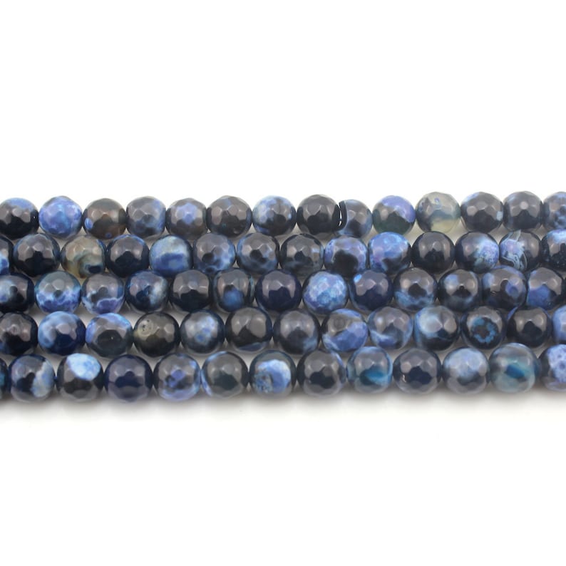 One Full Strand 15-NC455 Stone Beads Agate Stone Gemstone Beads 8mm Faceted black/& blue Agate Beads,Round Beads,Round Agate Beads