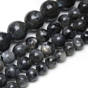 Black Labradorite Larvikite Beads AAA Genuine Natural Gemstone Smooth Round Loose Beads Healing Stone 4mm 6mm 8mm 10mm 12mm Bulk Lot Options