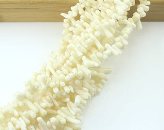 3x15mm White Stick Coral Beads,Coral Beads Supplies,Wholesale White Bamboo Coral, Branch Coral for Jewelry Making,Full Strand -15"-NS-034