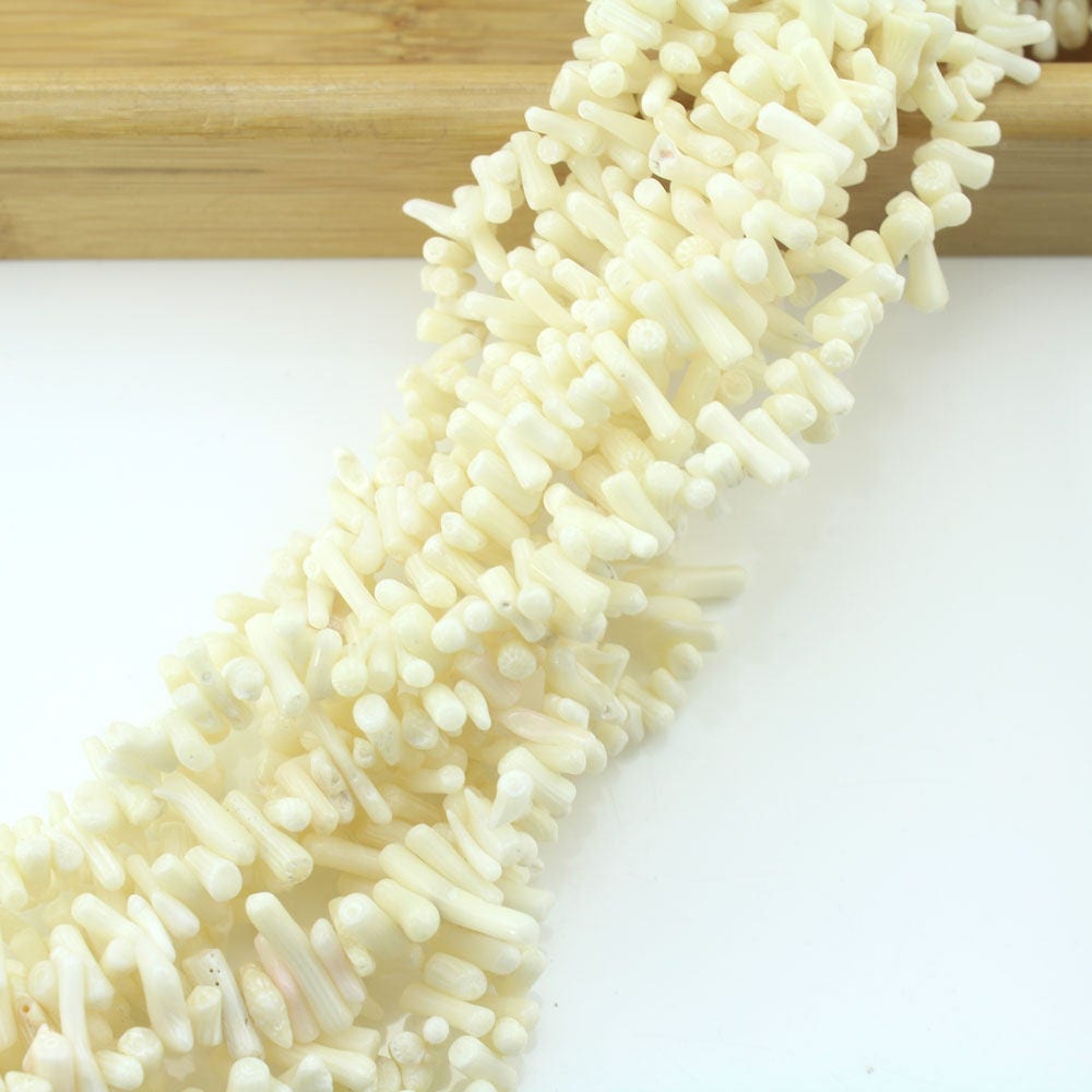 Collier Perles Rondes Corail Blanc Naturel Italie - Neuf Sans Emballage - Longueur Réglable