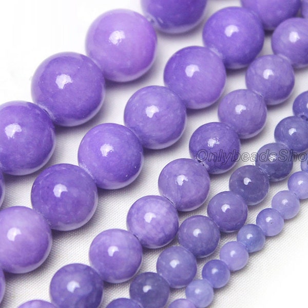 Purple Jade Beads, Smooth Round Loose Beads Supply, Purple Jade for Bracelet Making,Gemstone Beads Wholesale, 4mm 6mm 8mm 10mm 12mm-STN00208