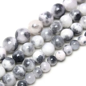Black&White Persian Jade Beads Strand,Loose Jade Beads Supply,Wholesale Round Persian Jade Beads, Jewelry Making-6mm 8mm 10mm 12mm-STN00464